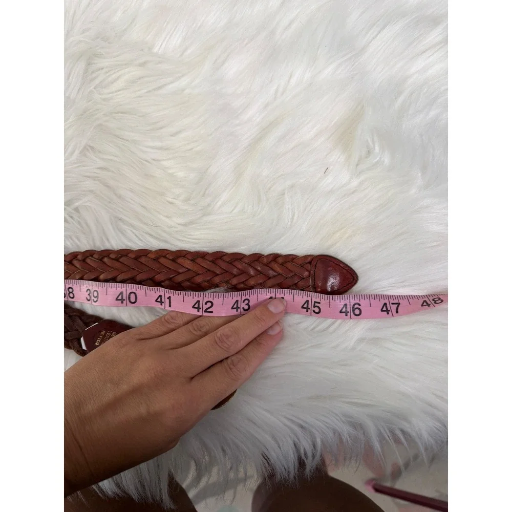 Vintage - Braided Leather Belt Gold Hardware Timeless Style